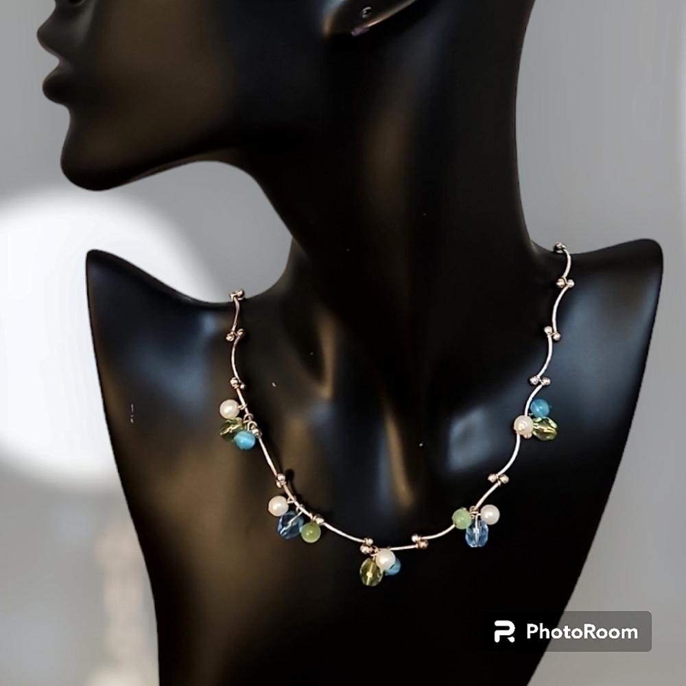 3/$30 VTG KR Beaded Cluster Bauble Collar Necklace